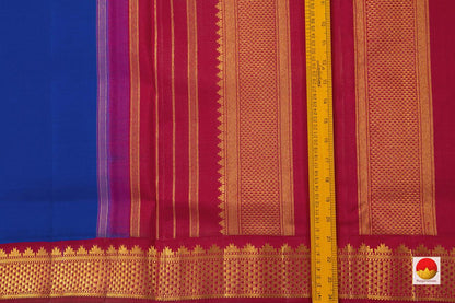 MS Blue And Red 9 Yards Kanchipuram Silk Saree Handwoven Pure Silk Pure Zari For Wedding Wear PV NYC 762 - 9 yards silk saree - Panjavarnam PV NYC 762