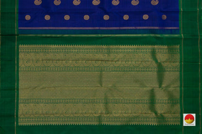 MS Blue Kanchipuram Silk Saree With Green Contrast Korvai Border Handwoven Pure Silk Pure Zari For Wedding Wear PV GTA 69 - Silk Sari - Panjavarnam