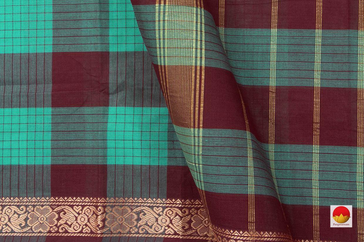 Multi Coloured Checks Chettinad Cotton Saree With Zari Border For Casual Wear PV CC 134 - Cotton Saree - Panjavarnam PV CC 134