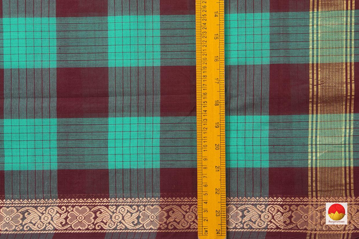 Multi Coloured Checks Chettinad Cotton Saree With Zari Border For Casual Wear PV CC 134 - Cotton Saree - Panjavarnam PV CC 134