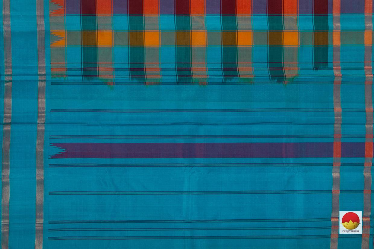 MultiColoured Checks Kanchipuram Silk Saree Handwoven Pure Silk For Office Wear PV KNN 132 - Silk Sari - Panjavarnam PV KNN 132