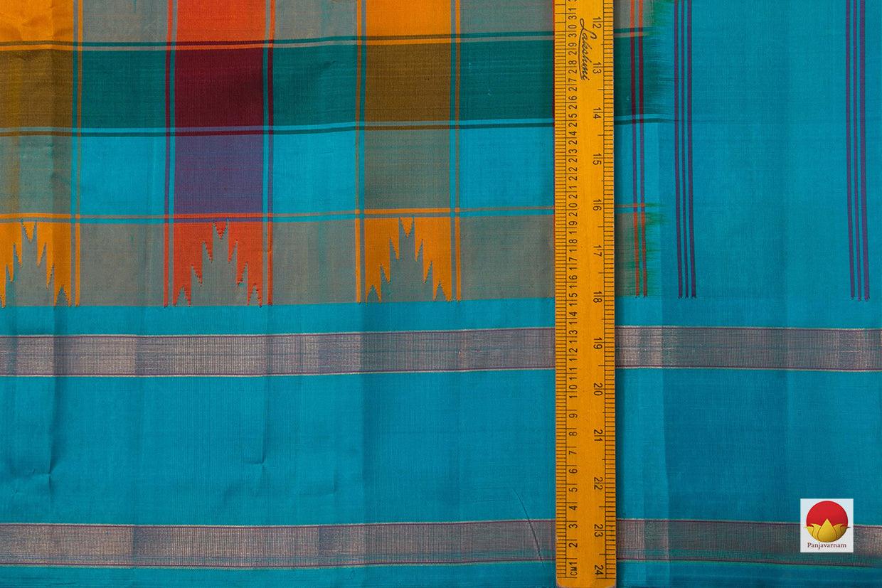 MultiColoured Checks Kanchipuram Silk Saree Handwoven Pure Silk For Office Wear PV KNN 132 - Silk Sari - Panjavarnam PV KNN 132