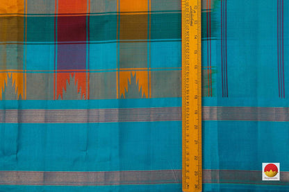 MultiColoured Checks Kanchipuram Silk Saree Handwoven Pure Silk For Office Wear PV KNN 132 - Silk Sari - Panjavarnam PV KNN 132