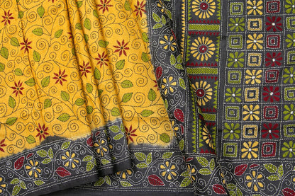 Munga Tussar Kantha Work Silk Sari PT MJ 33 - Tussar Silk - Panjavarnam PT MJ 33