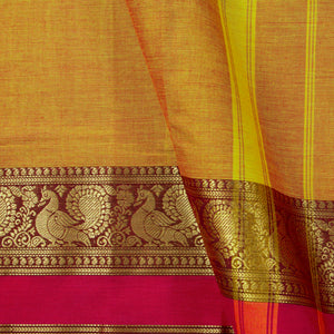 Mustard And Brown Kanchi Cotton Saree PV MM KC 142 - Cotton Saree - Panjavarnam PV MM KC 142