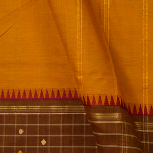 Mustard And Brown Kanchi Cotton Saree PV MM KC 265 - Cotton Saree - Panjavarnam PV MM KC 265