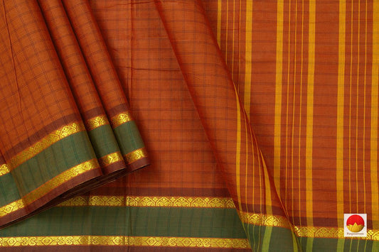 Mustard And Green Chettinad Cotton Saree For Casual Wear PV CC 141 - Cotton Saree - Panjavarnam