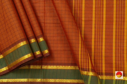 Mustard And Green Chettinad Cotton Saree For Casual Wear PV CC 141 - Cotton Saree - Panjavarnam