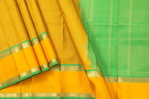 Mustard And Green Kanchipuram Silk Saree Light Weight For Festive Wear PV KNN 221 - Silk Sari - Panjavarnam PV KNN 221