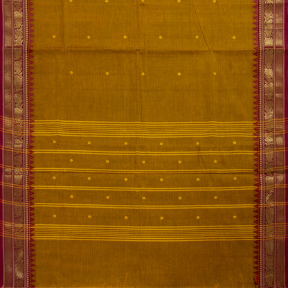 Mustard And Maroon Kanchi Cotton Saree PV MM KC 226 - Cotton Saree - Panjavarnam PV MM KC 226