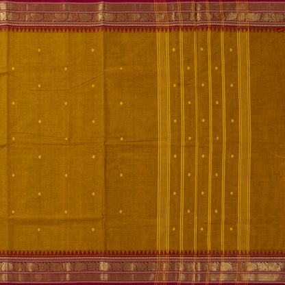 Mustard And Maroon Kanchi Cotton Saree PV MM KC 226 - Cotton Saree - Panjavarnam PV MM KC 226