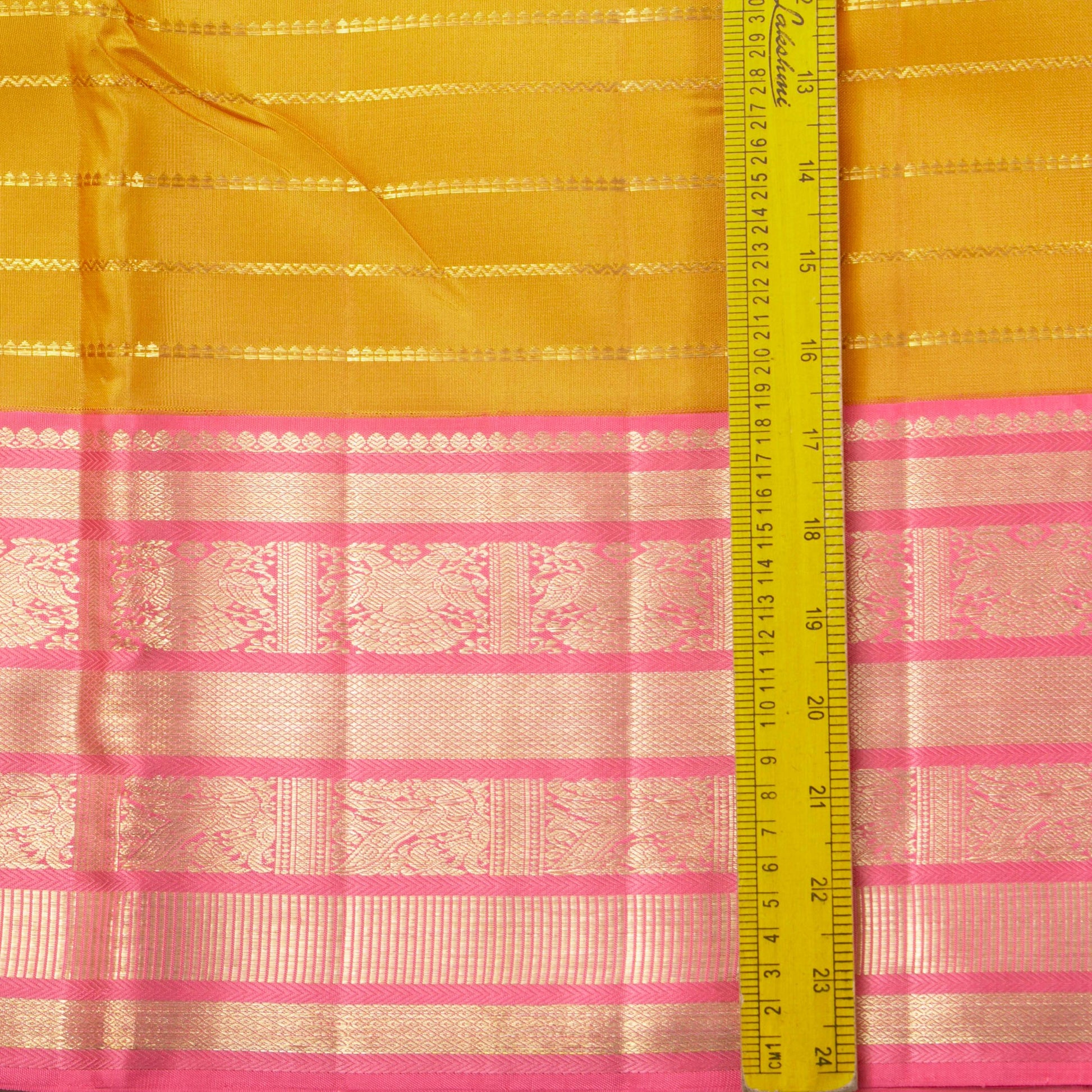 Mustard And Pink Kanchipuram Silk Saree For Bridal Wear PV NYC 1328 - Silk Sari - Panjavarnam PV NYC 1328