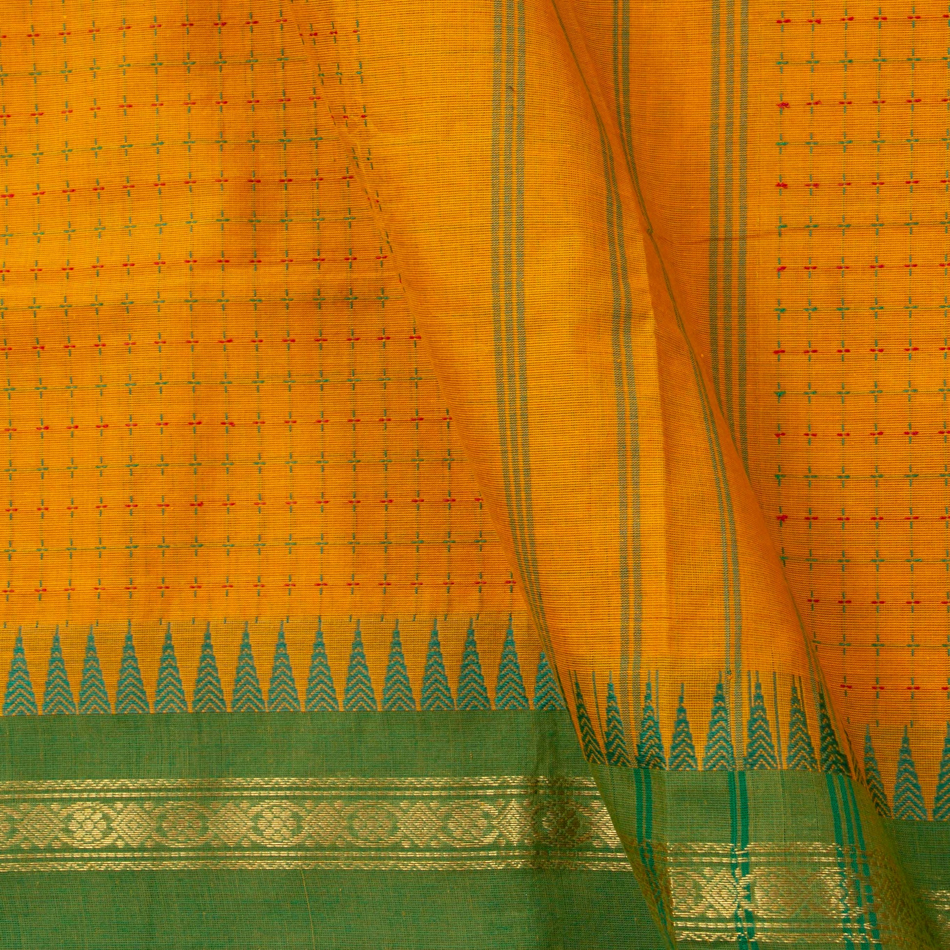 Mustard Kanchi Cotton Saree Ganga Jamuna Border PV MM KC 264 - Cotton Saree - Panjavarnam PV MM KC 264