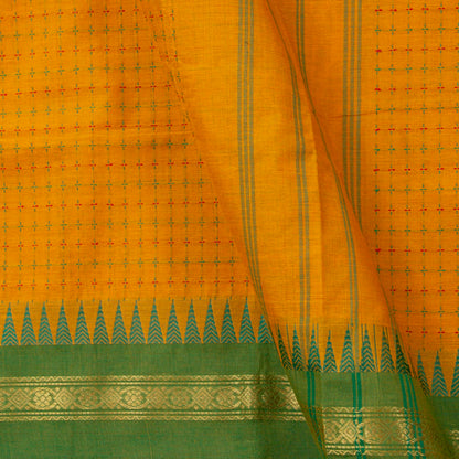 Mustard Kanchi Cotton Saree Ganga Jamuna Border PV MM KC 264 - Cotton Saree - Panjavarnam PV MM KC 264