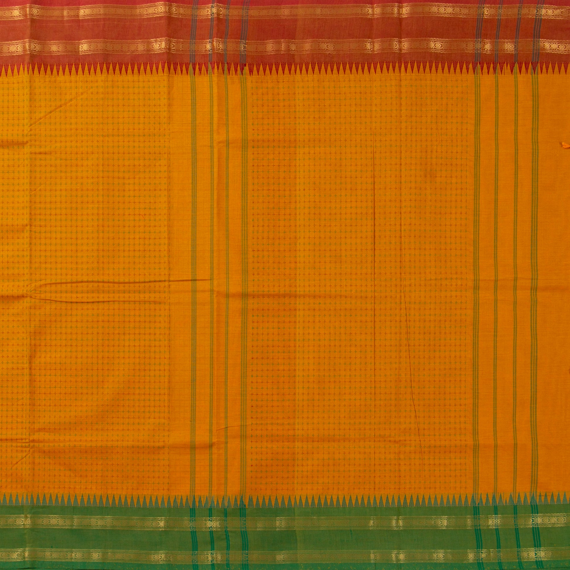Mustard Kanchi Cotton Saree Ganga Jamuna Border PV MM KC 264 - Cotton Saree - Panjavarnam PV MM KC 264