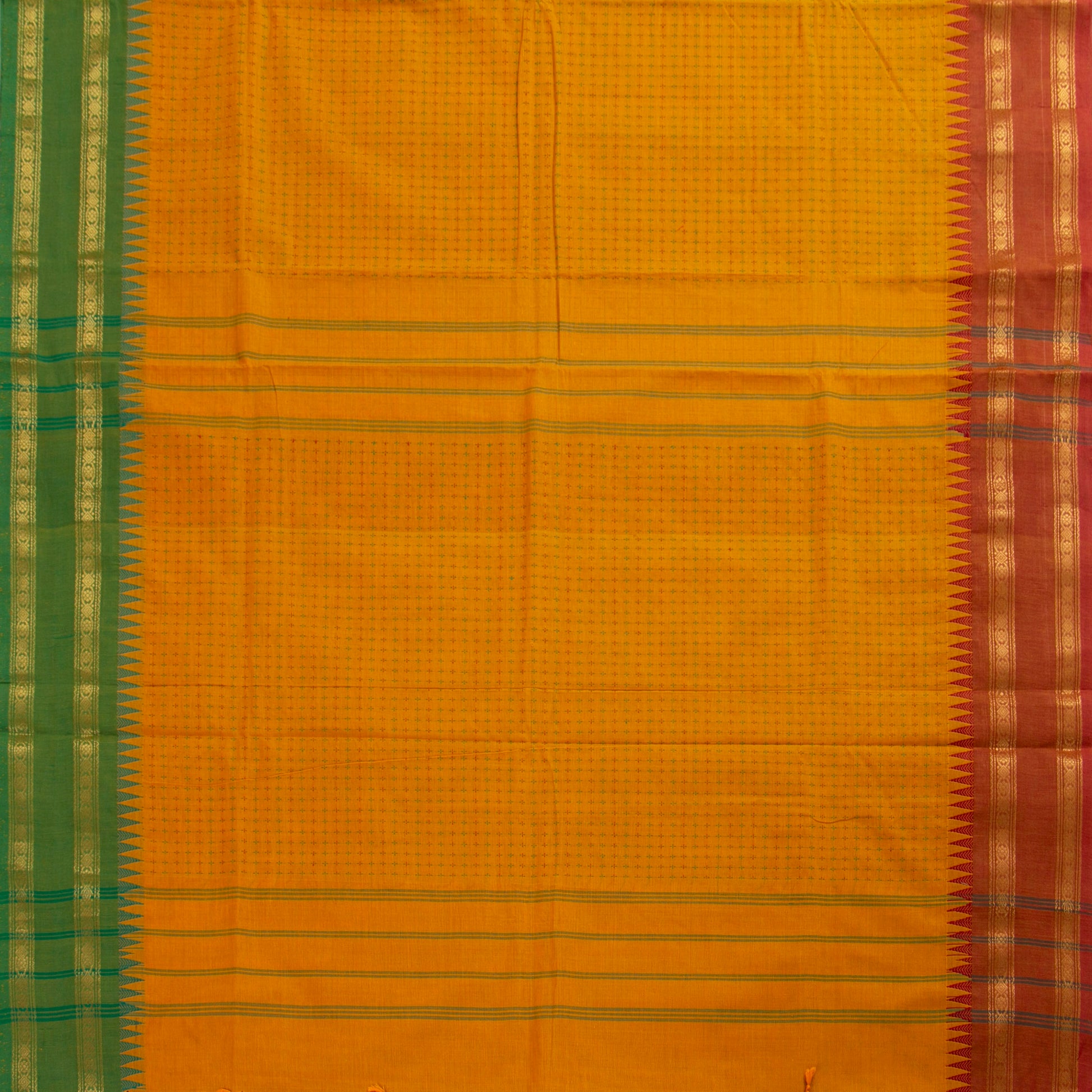 Mustard Kanchi Cotton Saree Ganga Jamuna Border PV MM KC 264 - Cotton Saree - Panjavarnam PV MM KC 264