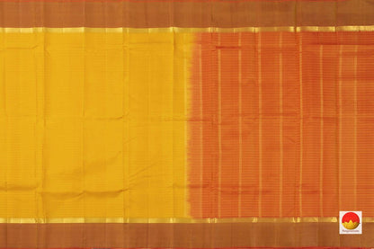 Mustard Kanchipuram Silk Saree Handwoven Pure Silk Light Weight With Medium Border Office Wear PV KNN 158 - Silk Sari - Panjavarnam