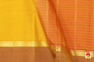 Mustard Kanchipuram Silk Saree Handwoven Pure Silk Light Weight With Medium Border Office Wear PV KNN 158 - Silk Sari - Panjavarnam PV KNN 158