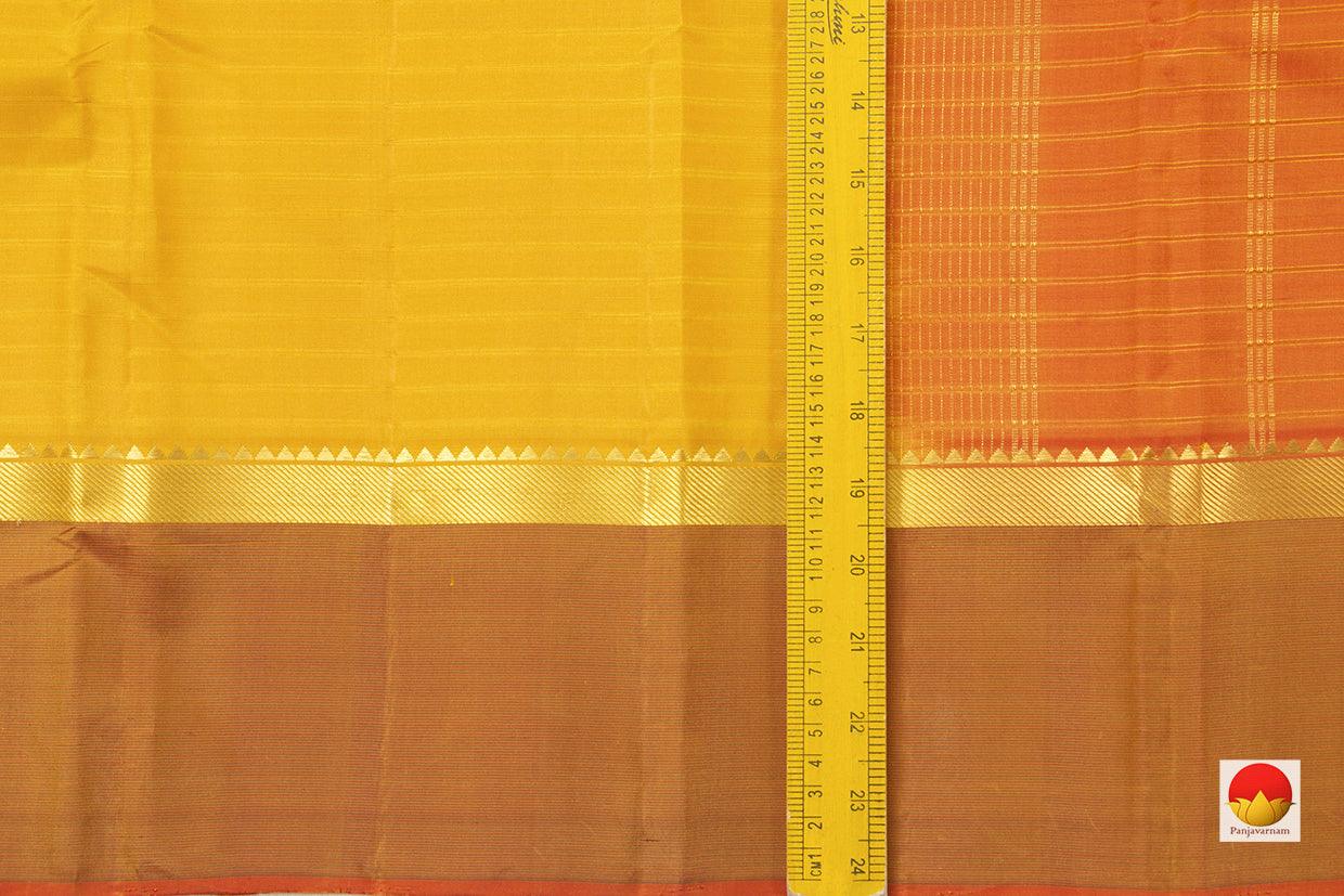 Mustard Kanchipuram Silk Saree Handwoven Pure Silk Light Weight With Medium Border Office Wear PV KNN 158 - Silk Sari - Panjavarnam PV KNN 158