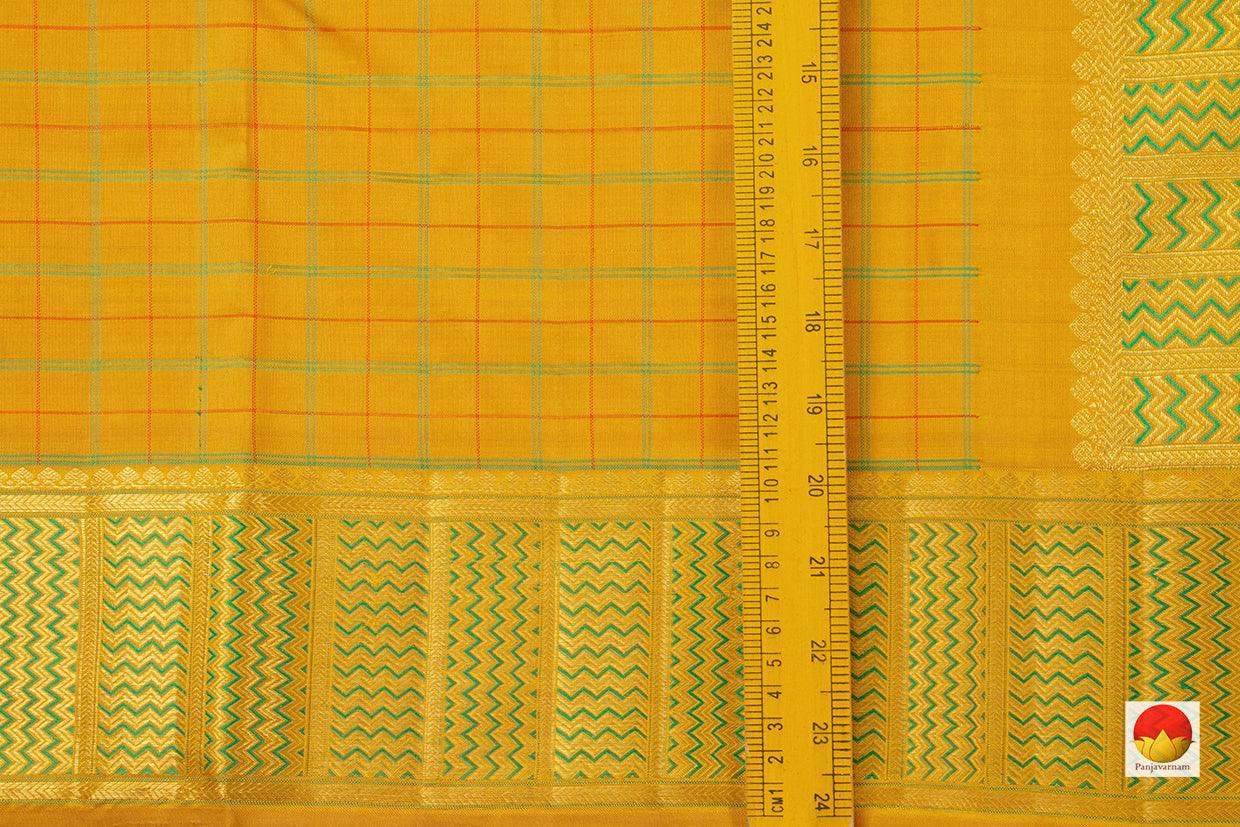 Mustard Kanchipuram Silk Saree Handwoven Pure Silk Pure Zari For Wedding Wear PV NYC 646 - Silk Sari - Panjavarnam