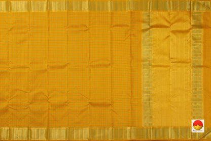 Mustard Kanchipuram Silk Saree Handwoven Pure Silk Pure Zari For Wedding Wear PV NYC 646 - Silk Sari - Panjavarnam PV NYC 646