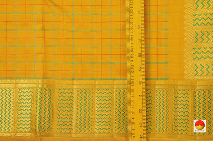 Mustard Kanchipuram Silk Saree Handwoven Pure Silk Pure Zari For Wedding Wear PV NYC 646 - Silk Sari - Panjavarnam PV NYC 646
