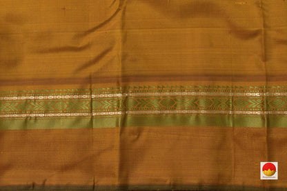 Mustard Kanchipuram Silk Saree With Veldhari Stripes Handwoven Pure Silk No Zari For Office Wear PV SA 2031 - Silk Sari - Panjavarnam PV SA 2031