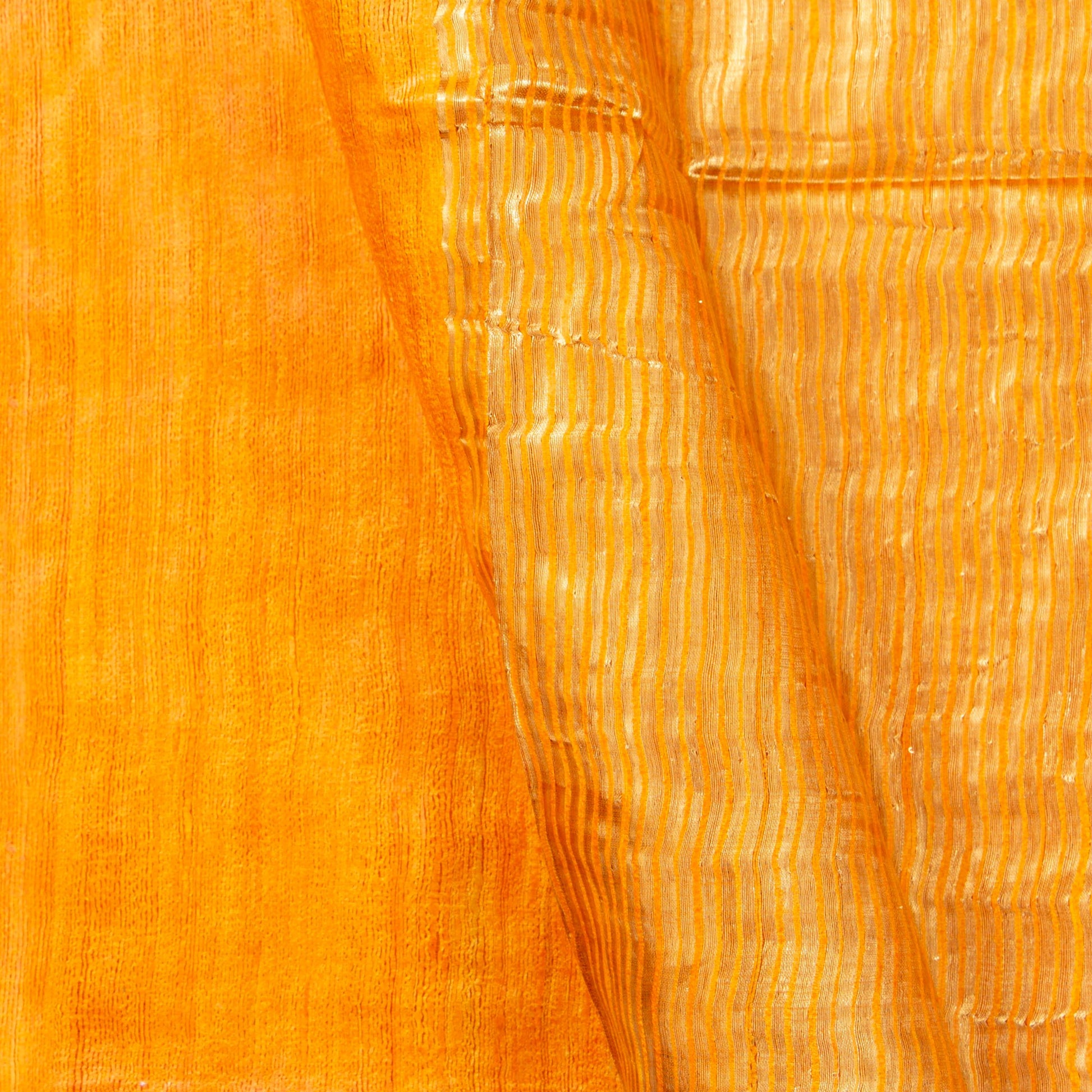 Mustard Tussar Silk Saree Handwoven PT 2076 - Tussar Silk - Panjavarnam PT 2076