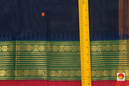 Navy Blue And Green Chettinad Cotton Saree For Casual Wear PV CC 153 - Cotton Saree - Panjavarnam PV CC 153