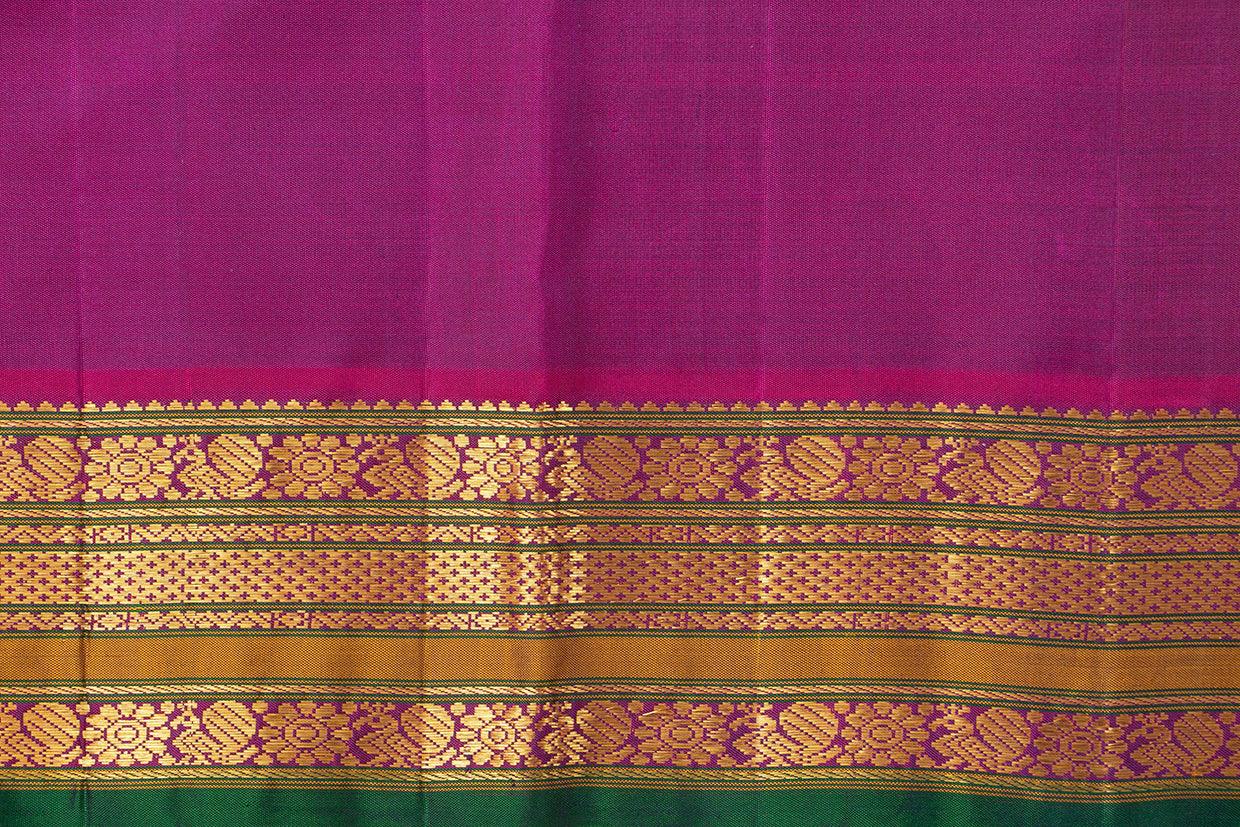 Navy Blue And Magenta Kanchipuram Silk Saree With Medium Border Handwoven Pure Silk For Wedding Wear PV J 392 - Silk Sari - Panjavarnam PV J 392