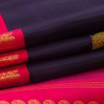 Navy Blue And Pink Kanchipuram Silk Saree For Festive Wear PV NYC 1321 - Silk Sari - Panjavarnam PV NYC 1321