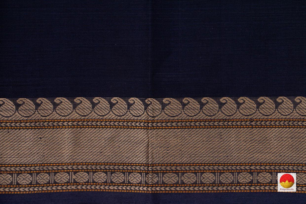 Navy Blue Kanchi Cotton Saree With Butta And Silk Thread Border For Office Wear PV KC 375 - Cotton Saree - Panjavarnam PV KC 375