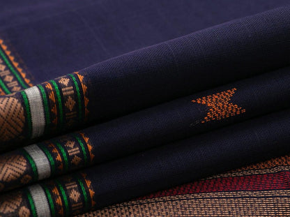 Navy Blue Kanchi Cotton Saree With Butta For Office Wear PV KC 379 - Cotton Saree - Panjavarnam PV KC 379