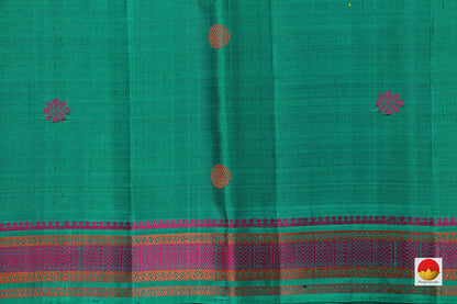 Navy Blue Kanchipuram Silk Saree Handwoven Pure Silk No Zari For Festive Wear PV RM NZ 442 - Silk Sari - Panjavarnam PV RM NZ 442