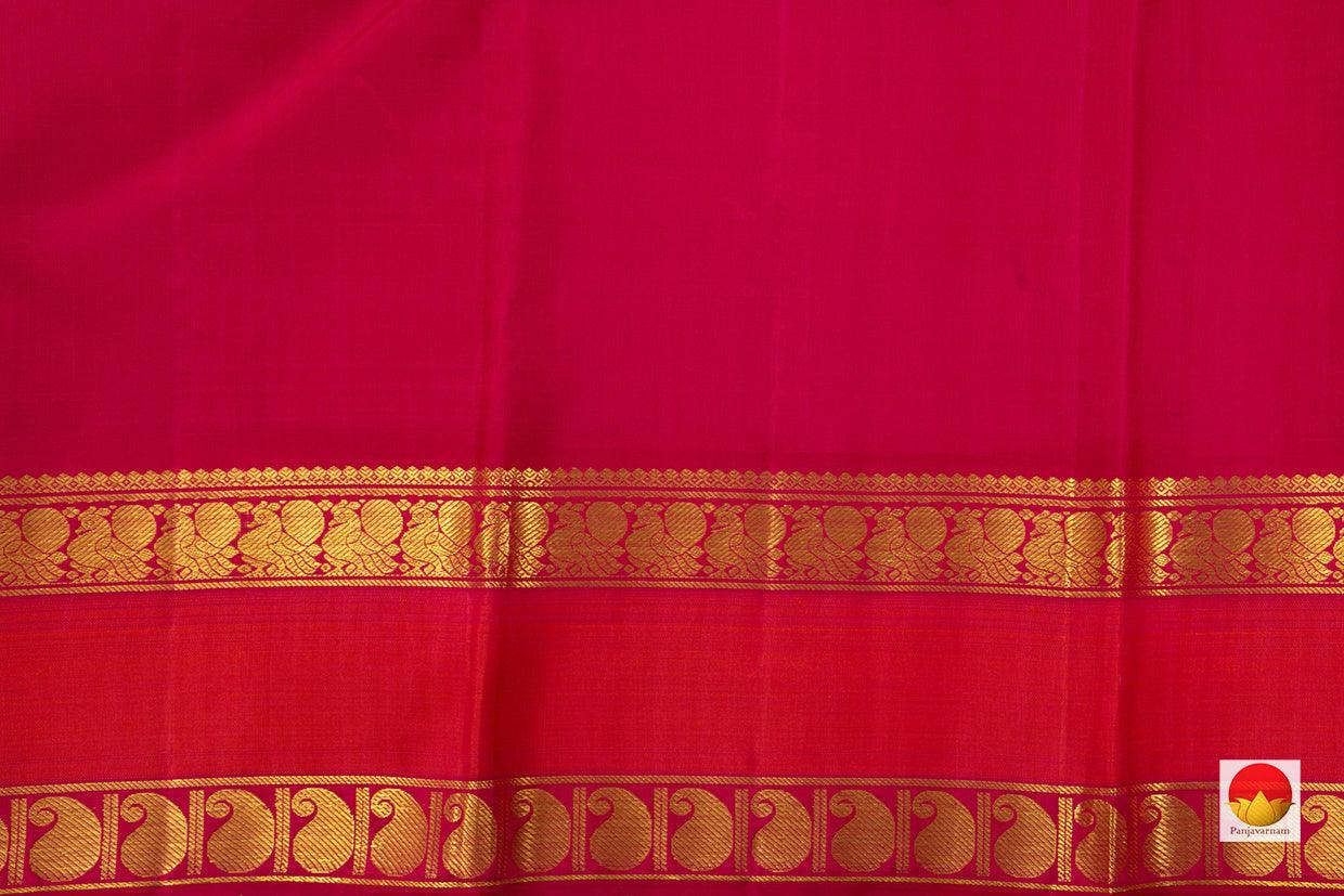 Navy Blue Kanchipuram Silk Saree With Maroon Border Handwoven Pure Silk Pure Zari For Wedding Wear PV NYC 694 - Silk Sari - Panjavarnam