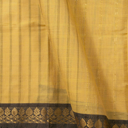 Off White And Black Kanchi Cotton Saree PV MM KC 143 - Cotton Saree - Panjavarnam PV MM KC 143