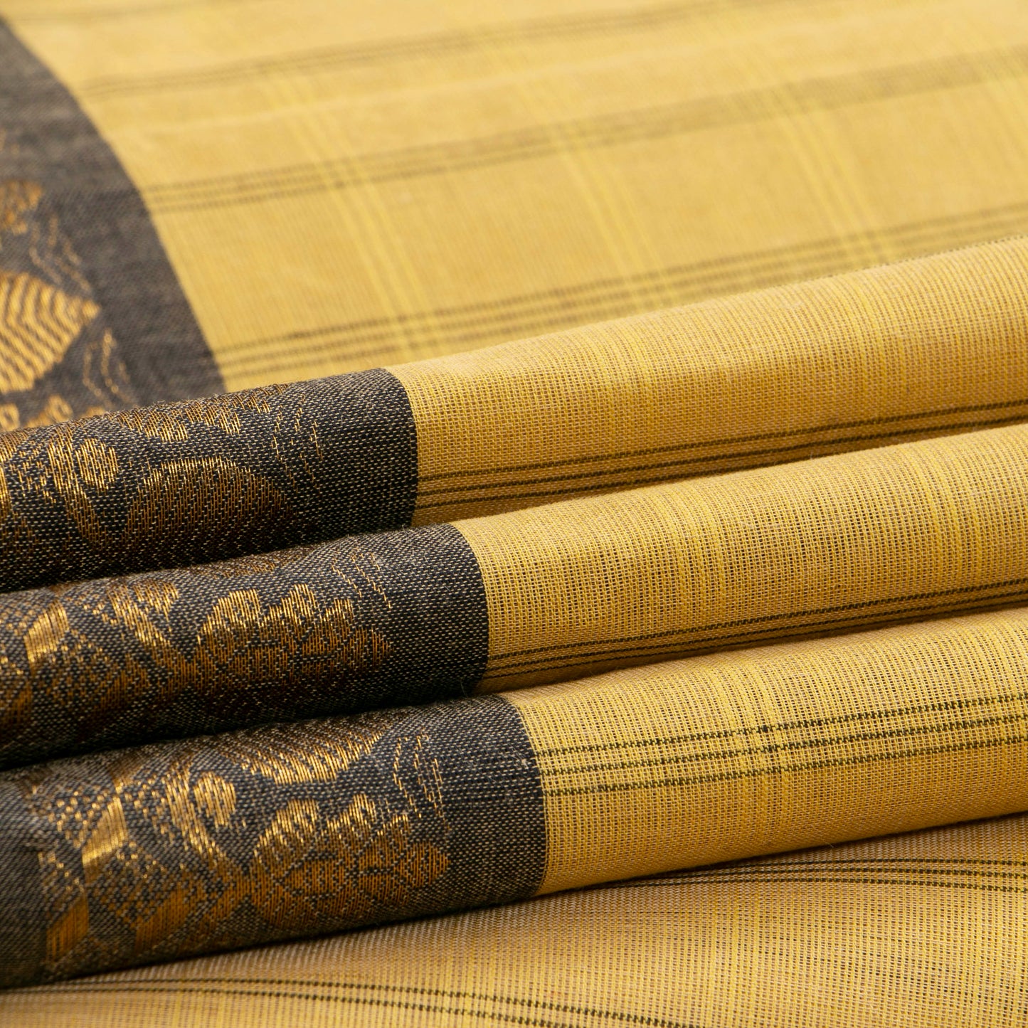 Off White And Black Kanchi Cotton Saree PV MM KC 143 - Cotton Saree - Panjavarnam PV MM KC 143