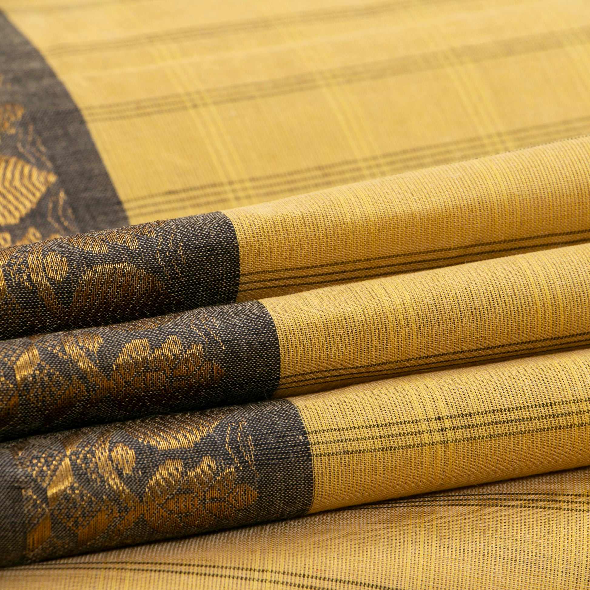 Off White And Black Kanchi Cotton Saree PV MM KC 143 - Cotton Saree - Panjavarnam PV MM KC 143
