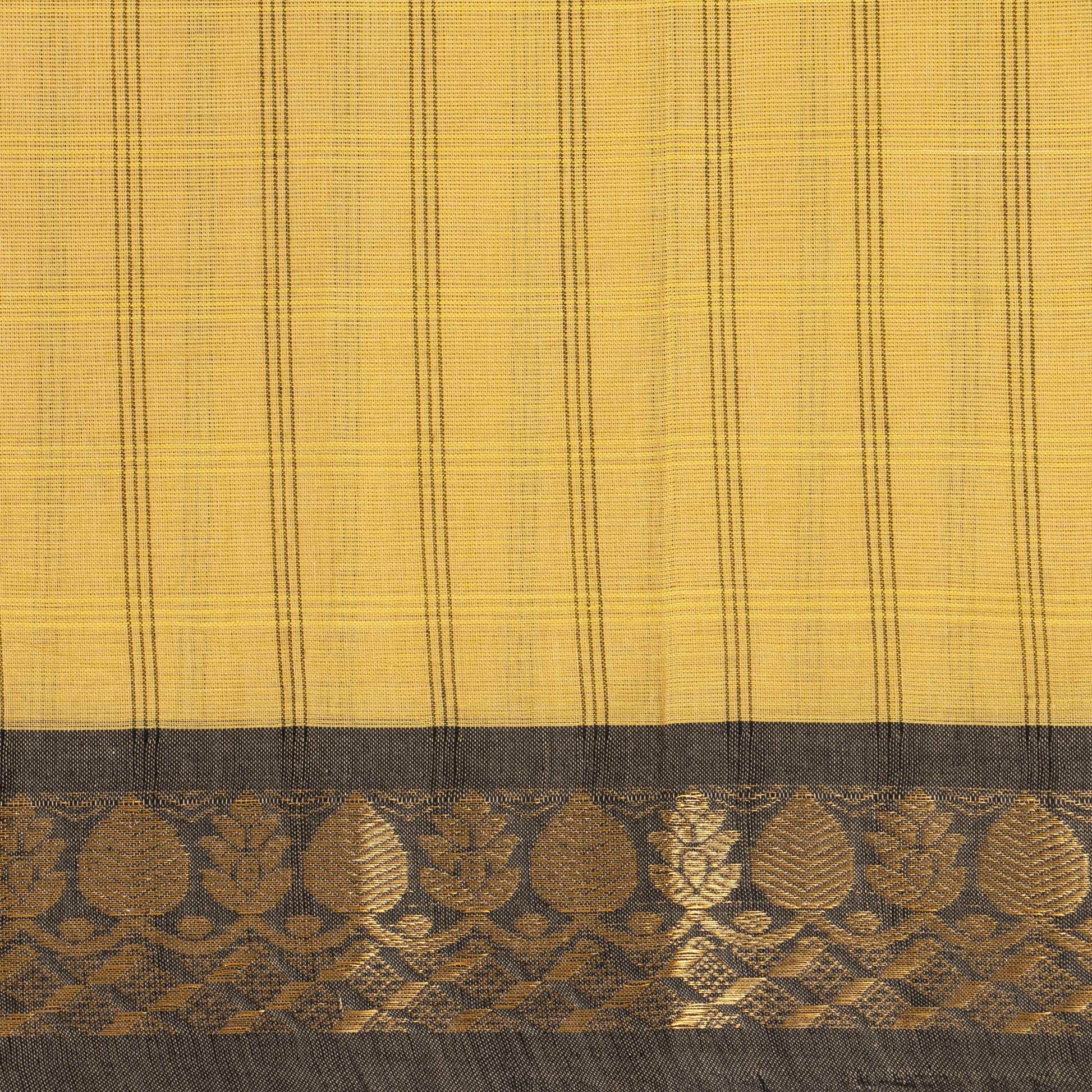 Off White And Black Kanchi Cotton Saree PV MM KC 143 - Cotton Saree - Panjavarnam PV MM KC 143