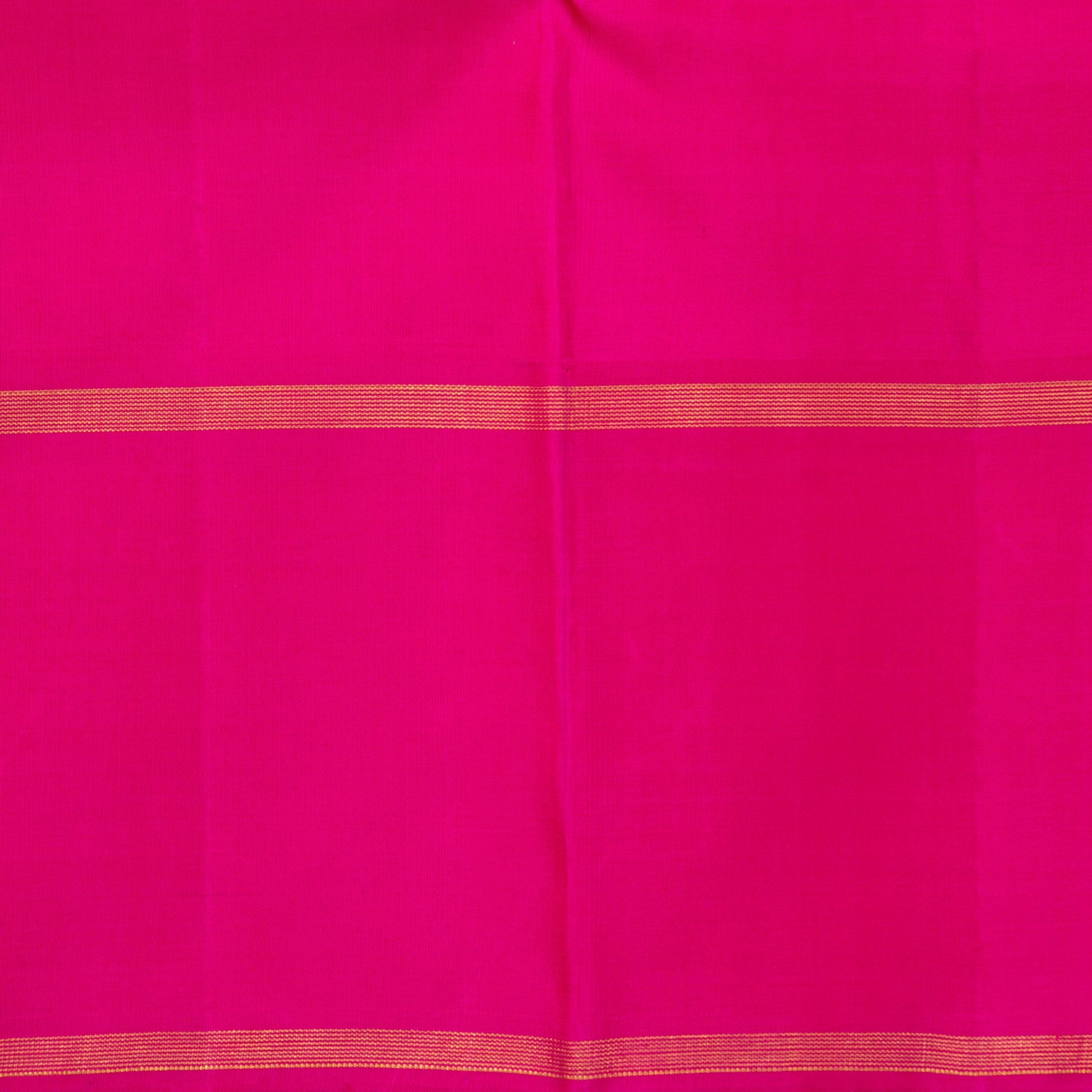 Off White And Pink Kanchipuram Silk Saree With Medium Border Handwoven Pure Silk For Wedding Wear PV NYC 1220 - Silk Sari - Panjavarnam PV NYC 1220