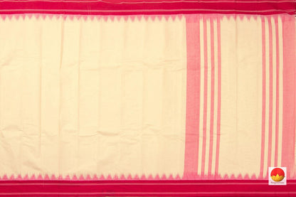 Off White And Red Kanchi Cotton Saree For Office Wear PV KC 413 - Cotton Saree - Panjavarnam
