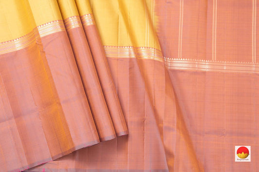 Off White Ganga Jamuna Mustard Kanchipuram Silk Saree Handwoven Pure Silk Light Weight Office Wear PV KNN 163 - Silk Sari - Panjavarnam