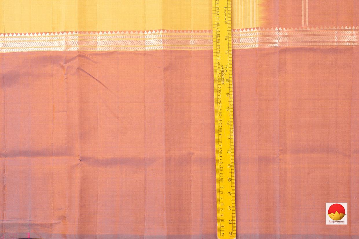Off White Ganga Jamuna Mustard Kanchipuram Silk Saree Handwoven Pure Silk Light Weight Office Wear PV KNN 163 - Silk Sari - Panjavarnam