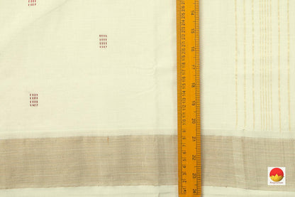 Off White Handwoven Paithani Cotton Saree For Festive Wear PV MG 106 - Paithani Saree - Panjavarnam
