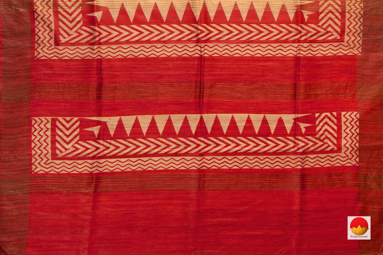 Off White Handwoven Tussar Silk Saree For Office Wear PT 701 - Tussar Silk - Panjavarnam PT 701