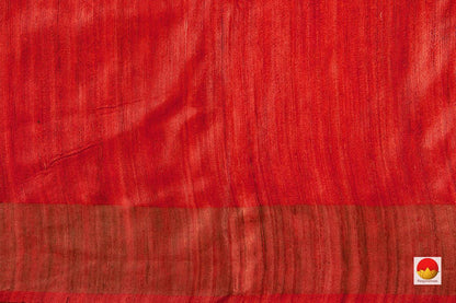 Off White Handwoven Tussar Silk Saree For Office Wear PT 701 - Tussar Silk - Panjavarnam PT 701