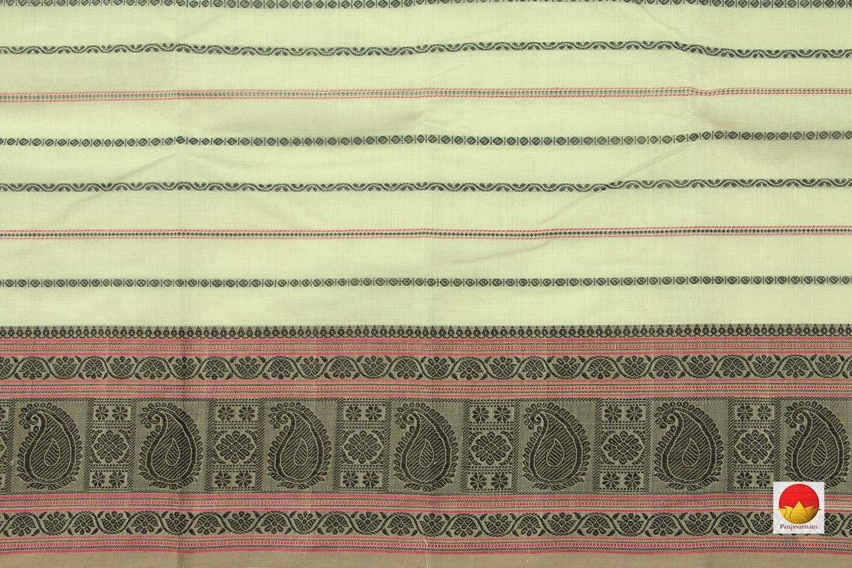 Off White Kanchi Cotton Saree With Silk Thread Border For Office Wear PV KC 392 - Cotton Saree - Panjavarnam PV KC 392