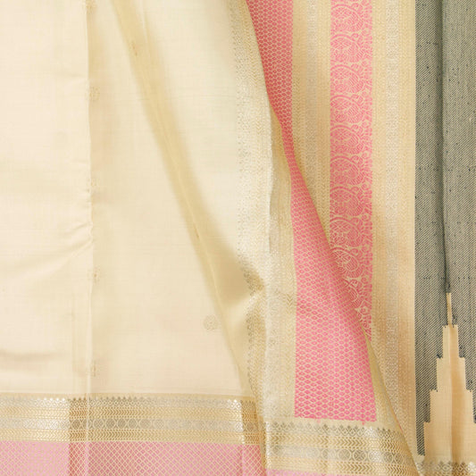 Off White Kanchipuram Silk Saree For Party Wear PV RM 489 - Silk Sari - Panjavarnam PV RM 489