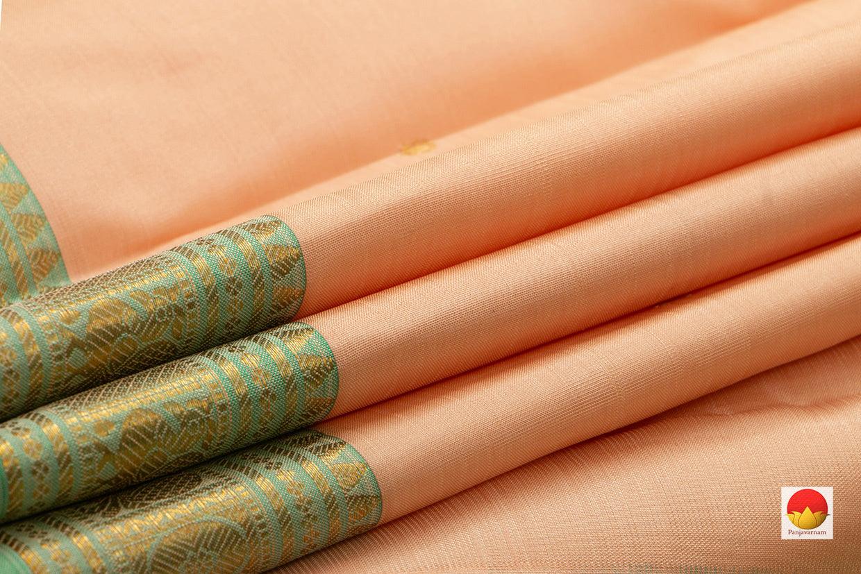 Off White Kanchipuram Silk Saree Handwoven Pure Silk Pure Zari For Office Wear PV NYC 713 - Silk Sari - Panjavarnam