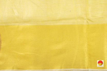 Off White Pure Linen Saree With Gold Zari Border Handwoven PL 2027 - Linen Sari - Panjavarnam
